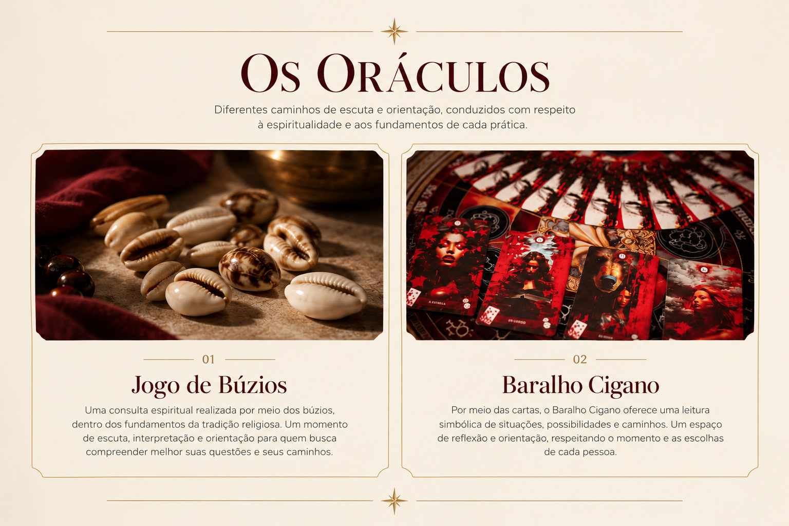 Cartas vermelhas e pretas dispostas sobre uma mesa de consulta